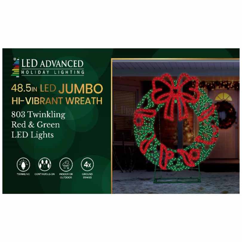 Jumbo Hi-Vibrant LED Wreath - 48.5