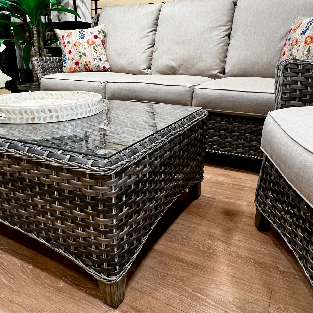 Waverly Outdoor Patio Sofa, Lounge Chair, Swivel Chair and Coffee Table Set