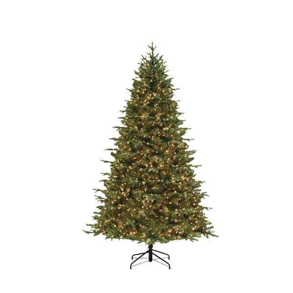 The Westbury Clear Multi-Function Lights 4.5 ft. artificial Christmas tree features lifelike branches with warm white lights, a black metal stand, and is designed for easy setup. Available for Pick-Up & Delivery, it stands gracefully on a plain white background.