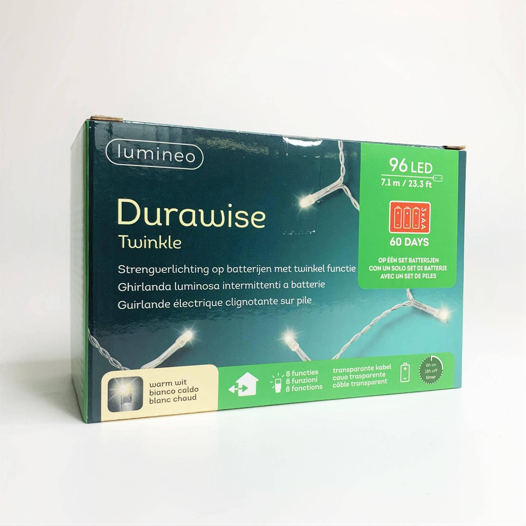 Durawise Battery Operated LED Twinkle String Lights Warm White - Hicks Nurseries