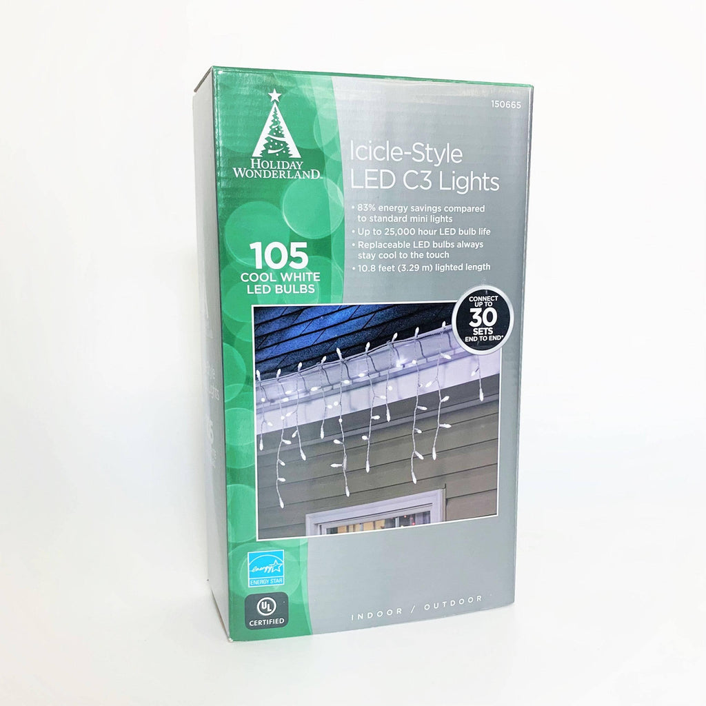 Icicle-Style LED 105 ct. C3 Light String Cool White - Hicks Nurseries