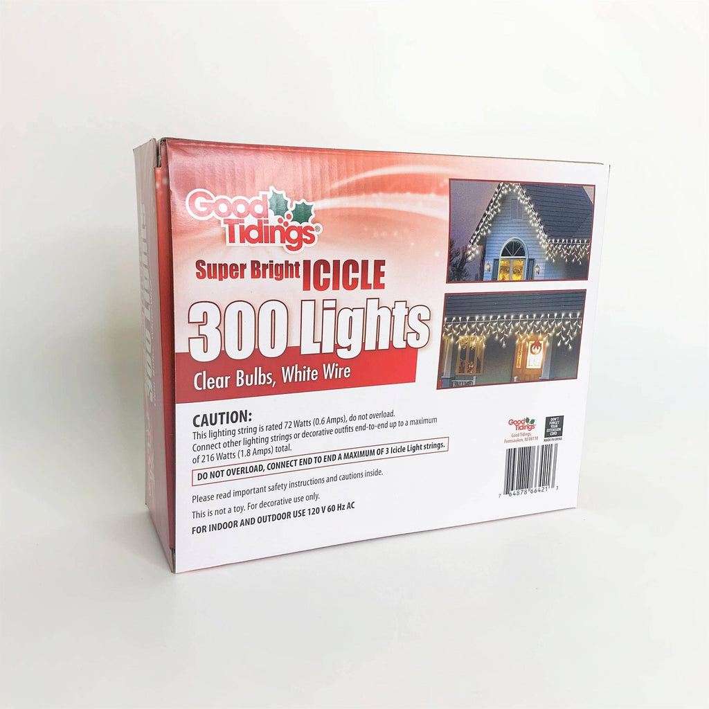 Super Bright Icicle 300 ct. Light String Clear - Hicks Nurseries