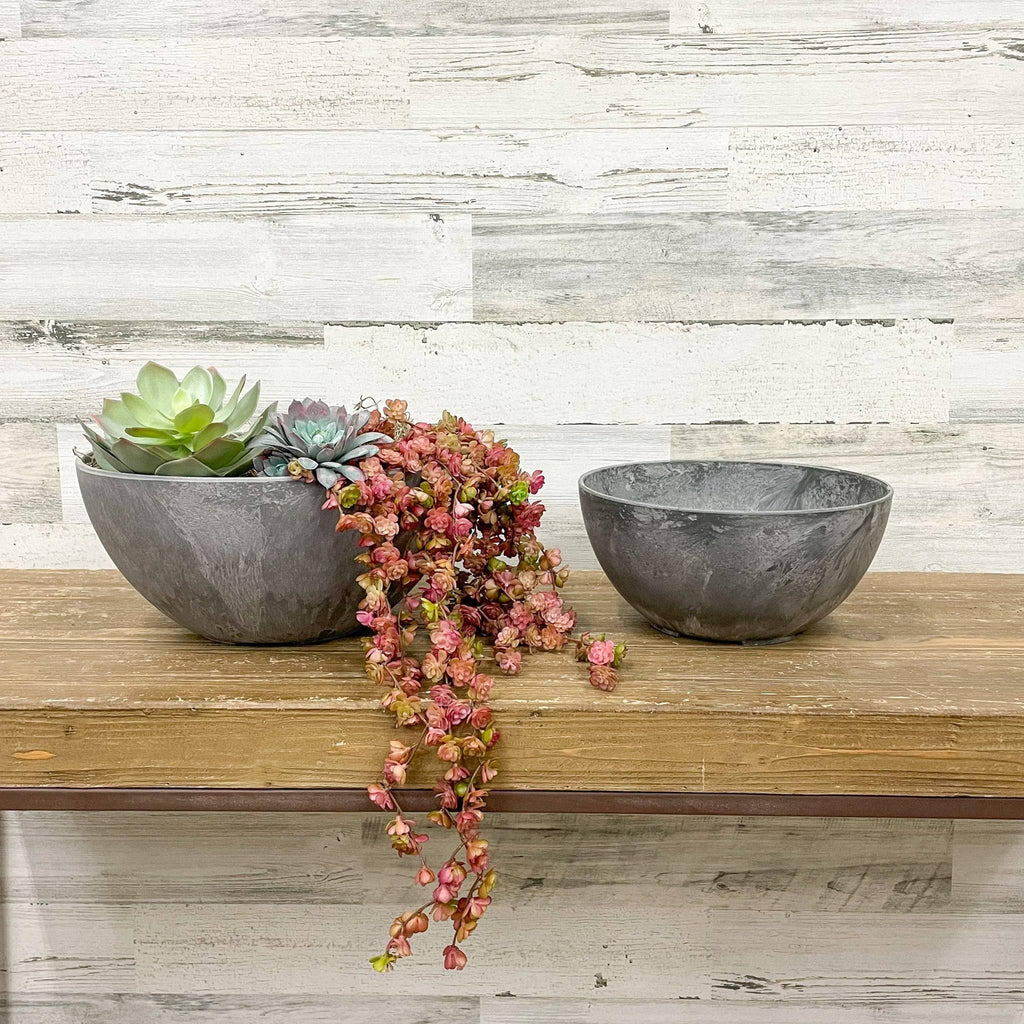 Bowl Planter - Grey - 12-inch - Hicks Nurseries