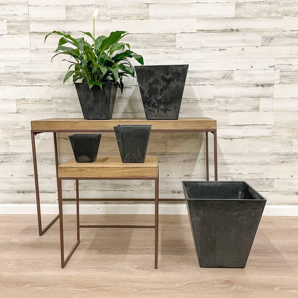Ella Square Pot - Black - 10-inches - Hicks Nurseries