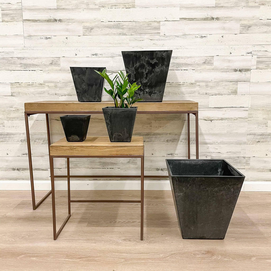 Ella Square Pot - Black - 8-inches - Hicks Nurseries