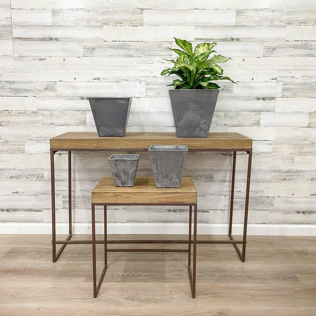 Ella Square Pot - Grey - 12-inches - Hicks Nurseries