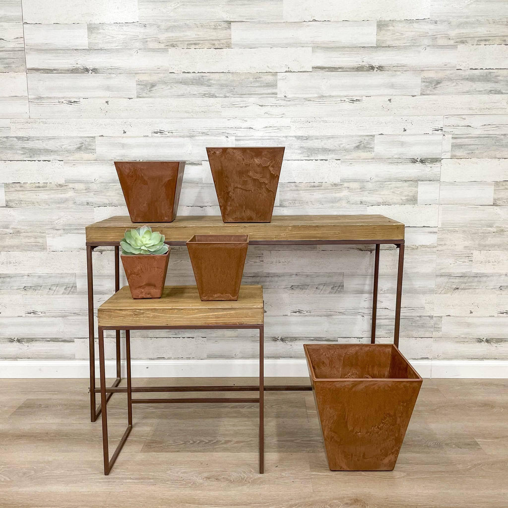 Ella Square Pot - Rust - 6-inches - Hicks Nurseries