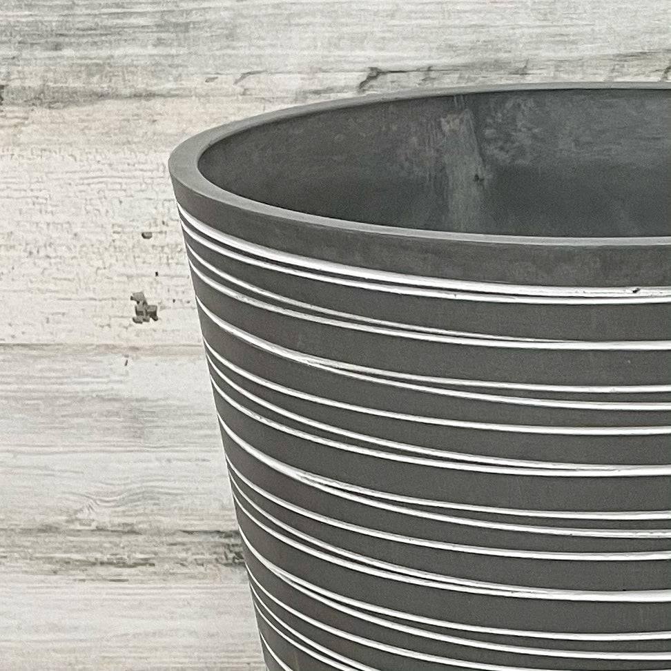 Tall Round Planter Grey - 12-inches - Hicks Nurseries