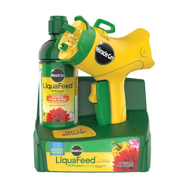 The Miracle-Gro® Liquafeed® All-Purpose Plant Food Advance™ Starter Kit includes a spray applicator and plant food bottle in a green tray, making feeding easy with your garden hose. Brand: All Delivery Options.