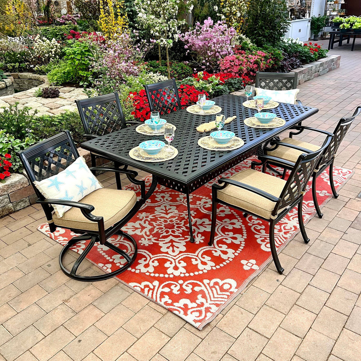 Wellington Outdoor Patio Cast Aluminum Dining Set 7 piece set