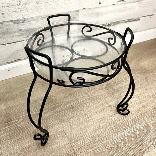 Plant Stand – Black Metal Scroll Design – 13-inch