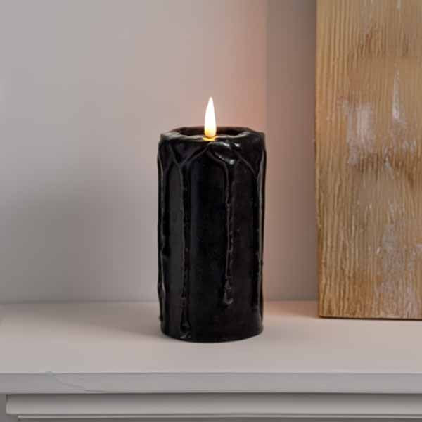 Candle - Black - Battery-Operated - 6"