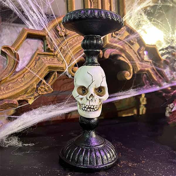 Candle Holder with Skull Detail