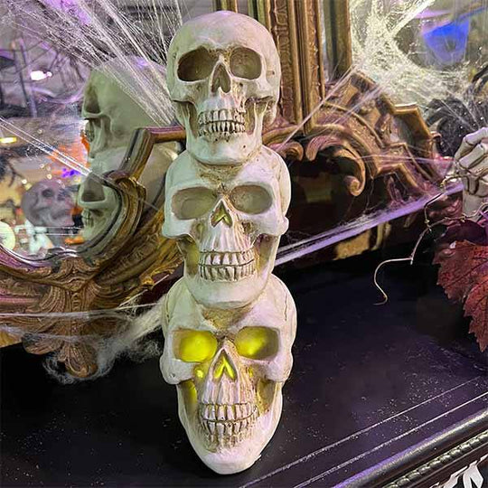 Skull Heads with LED Lights - 13"