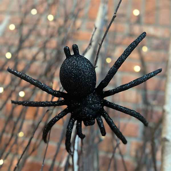 Spiders - Black Glitter - 5-pack