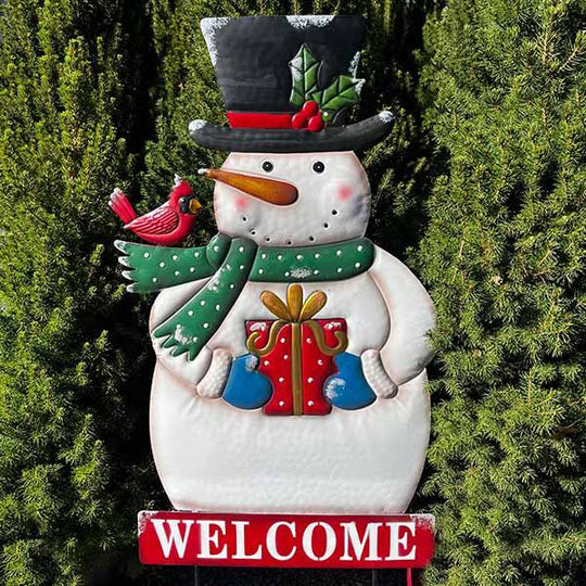 Snowman Welcome Garden Stake