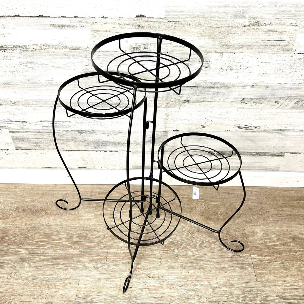 folding hanging plant stand Plant Stand – Black Metal Folding – 4 Tier