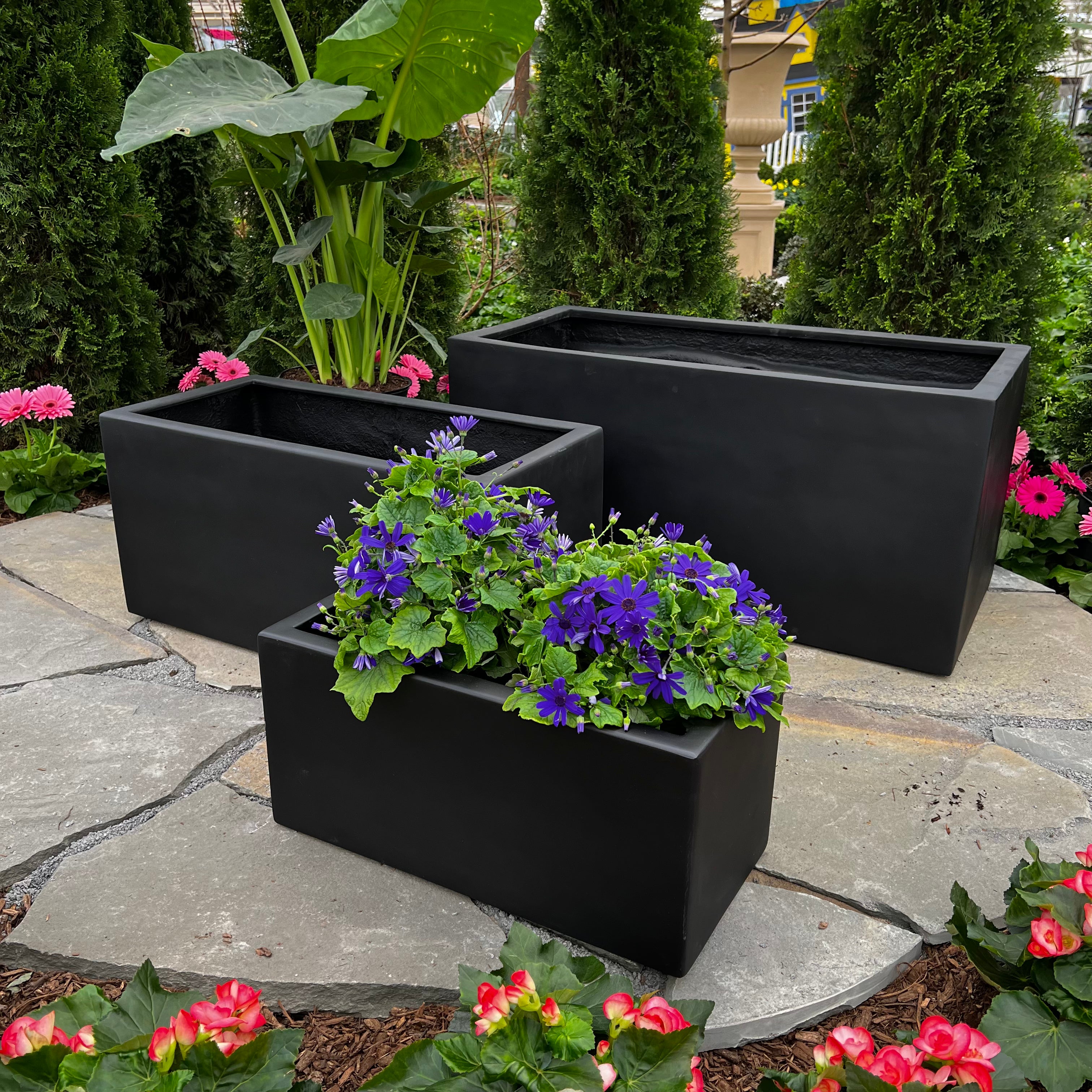 brooklyn plastic planter box Berkley Trough Planter - Black