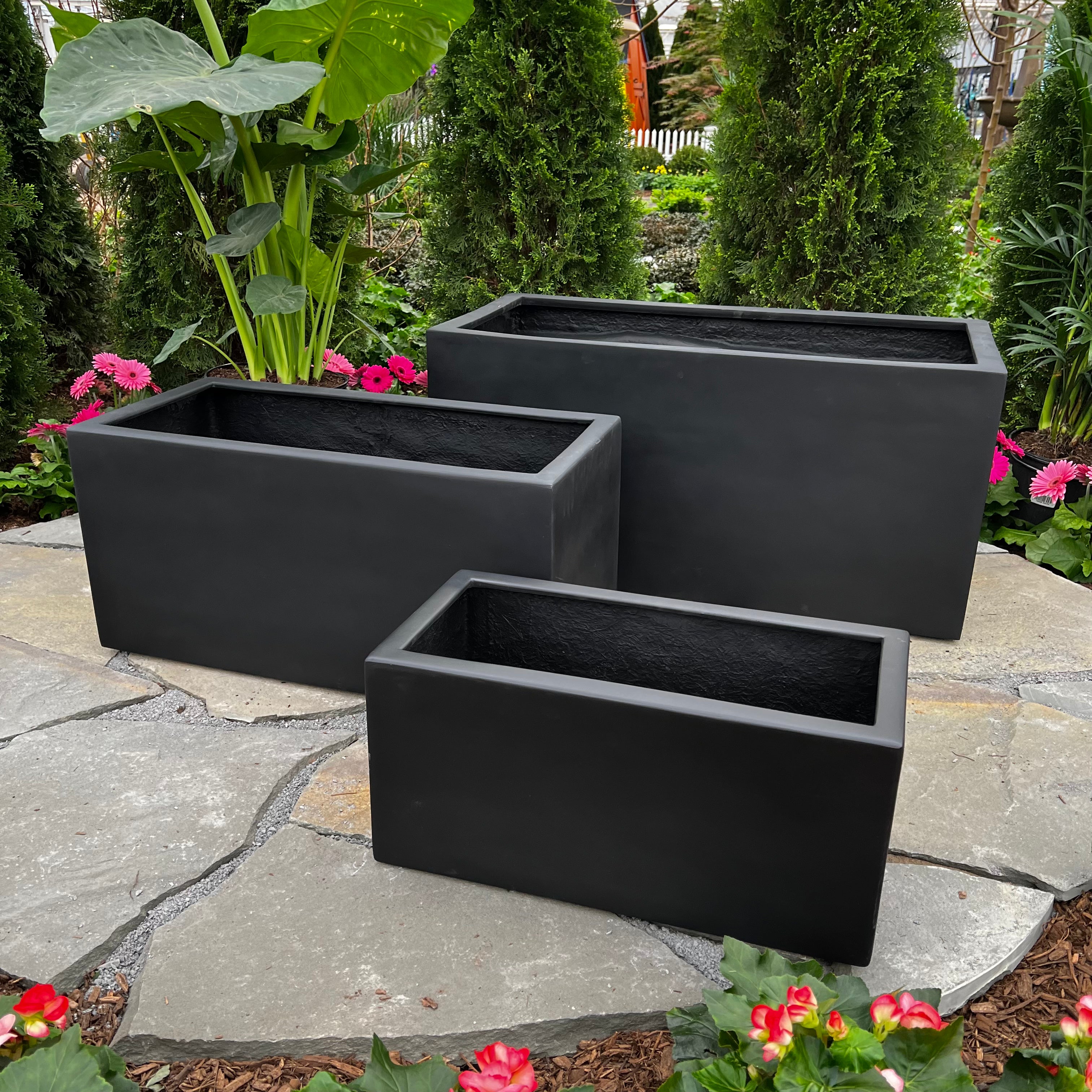 plastic trough planter box Berkley Trough Planter - Black