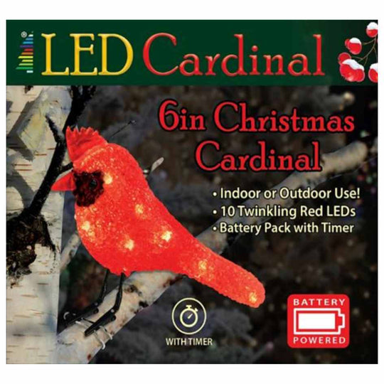 Christmas Cardinal - LED Outdoor Decor - 6"