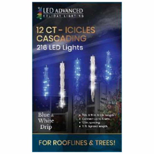 Cascading Icicles Light Set – Blue & White