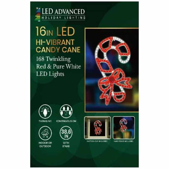 Candy Cane with Bow - LED Outdoor Decor - 16"