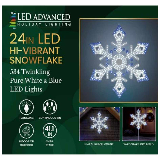 Snowflake Star Shape - LED Outdoor Decor - 24"