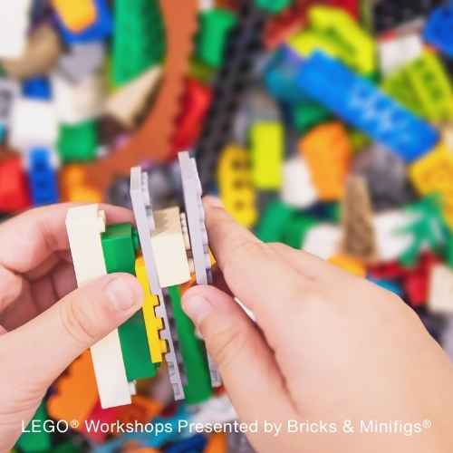 A close-up of hands assembling LEGO bricks with colorful pieces blurred in the background. Text: 01. LEGO® Make-and-Take Workshop | March 7, 11AM Presented by Pick-Up Only at the Flower & Garden Show.