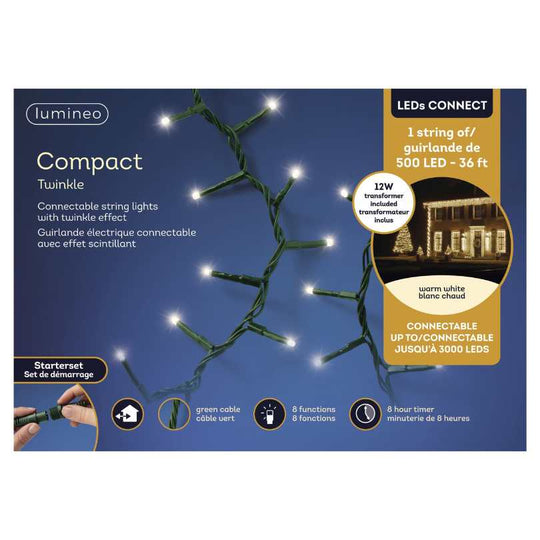 Compact Twinkle LED 500 ct. String Light Set Warm White
