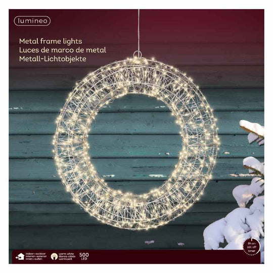 Micro LED Lit Wreath - Warm White Lights - 15-Inch
