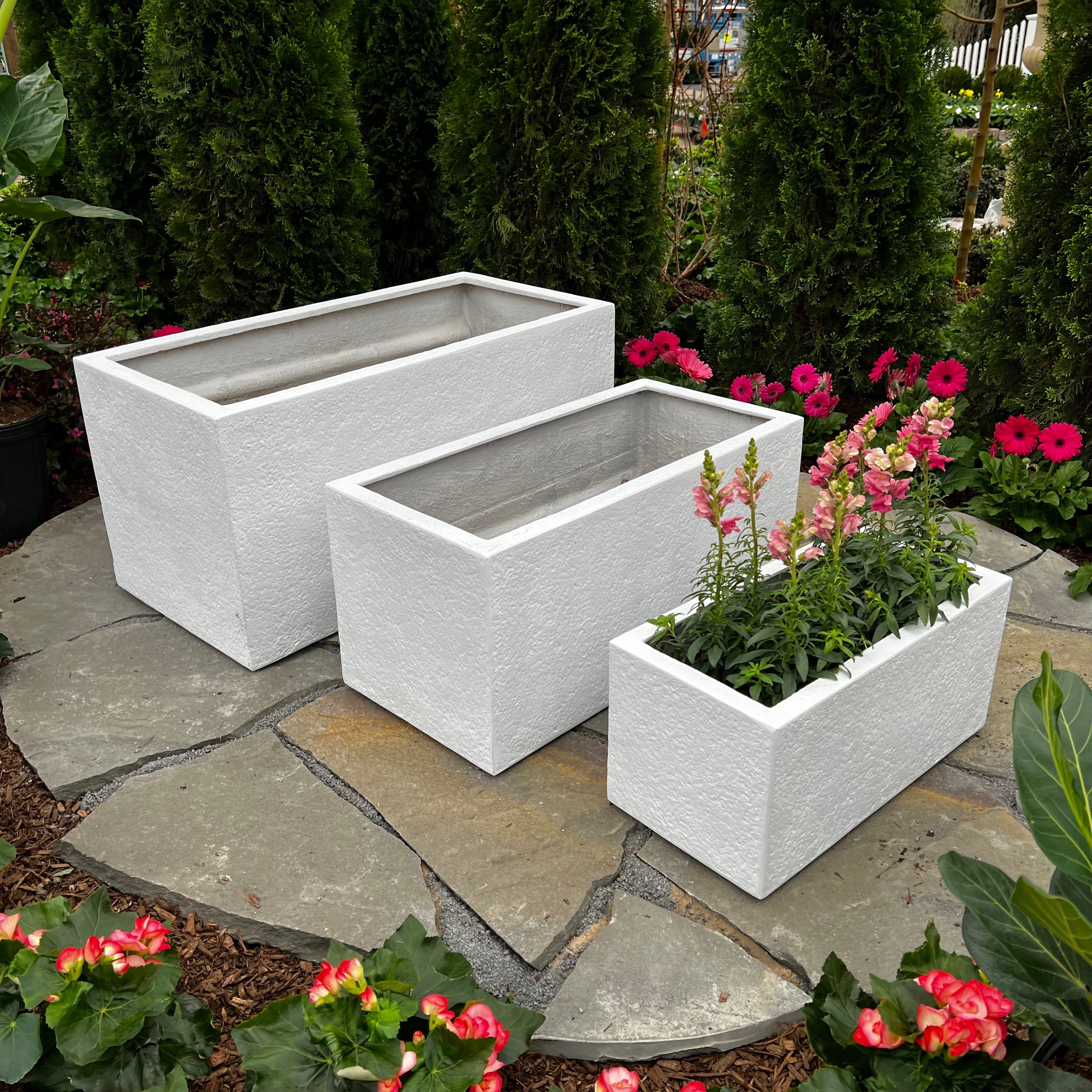plastic garden trough planter Gloucester Trough Planter - White