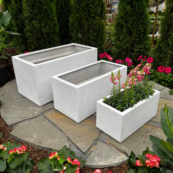 long plastic planter trough Gloucester Trough Planter - White