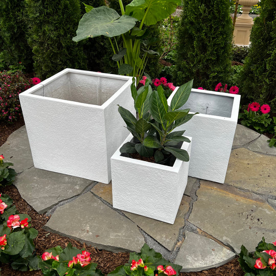 Sydney Cube Planter - White - 14-inches