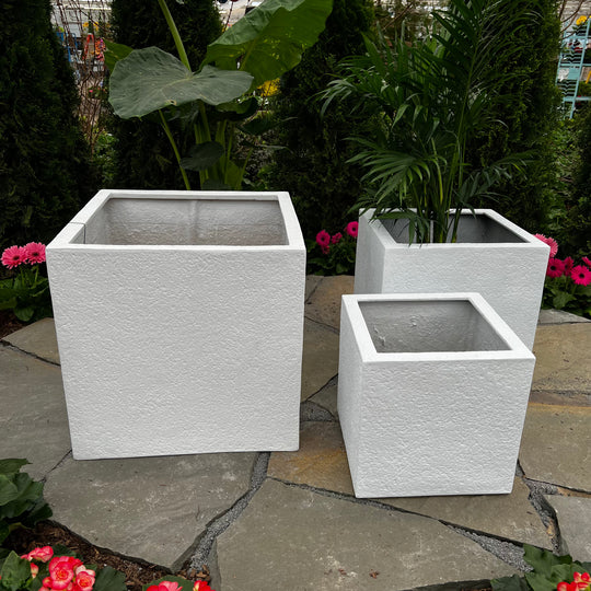 Sydney Cube Planter - White - 18-inches