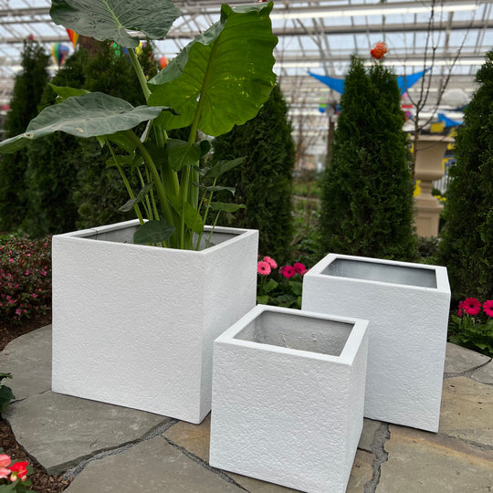 Sydney Cube Planter - White - 22-inches