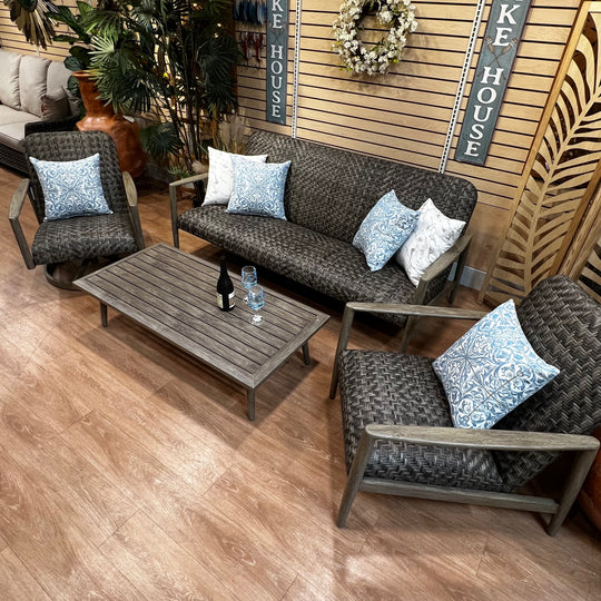 Provence 4 pc. Sofa, Lounge Chair, Swivel Chair and Coffee Table Outdoor Patio Seating Set