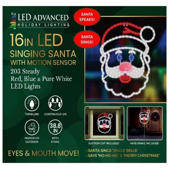 Singing Santa - LED Outdoor Decor - 16"