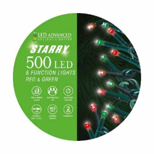 Starry Lights 500 Micro LED String Set – Red & Green – 8 Function