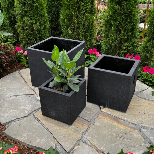 Sydney Cube Planter - Black - 14-inches