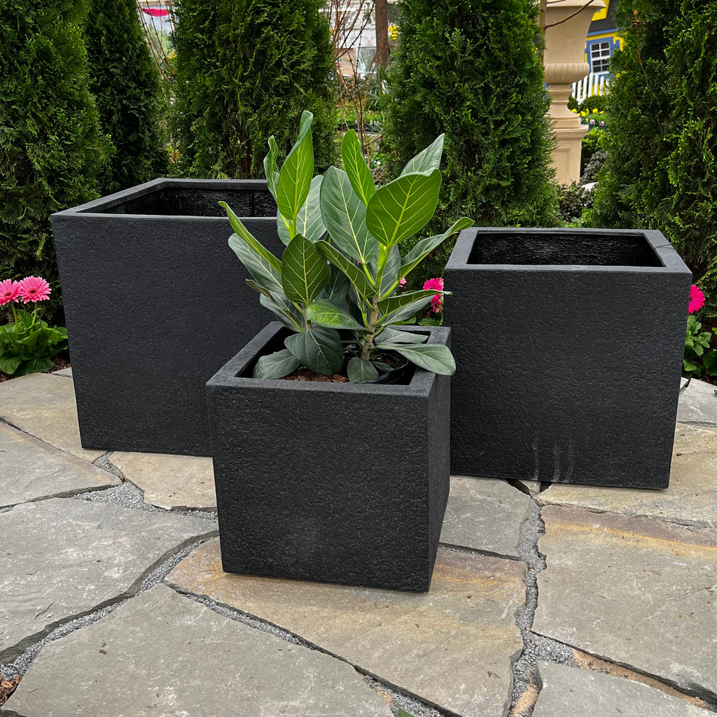 black stone plant pot Sydney Cube Planter - Black