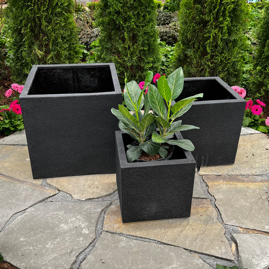 Sydney Cube Planter - Black - 22-inches