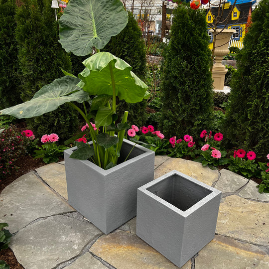 Sydney Cube Planter - Grey - 18-inches