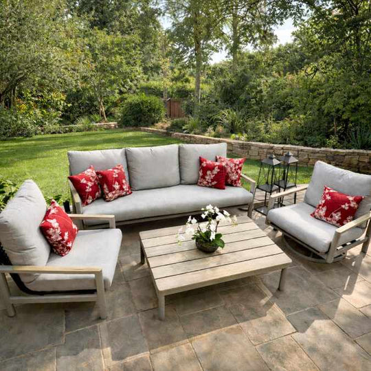 Titan Outdoor Patio Sofa, Lounge Chair, Swivel Chair and Coffee Table – 4-Piece Set