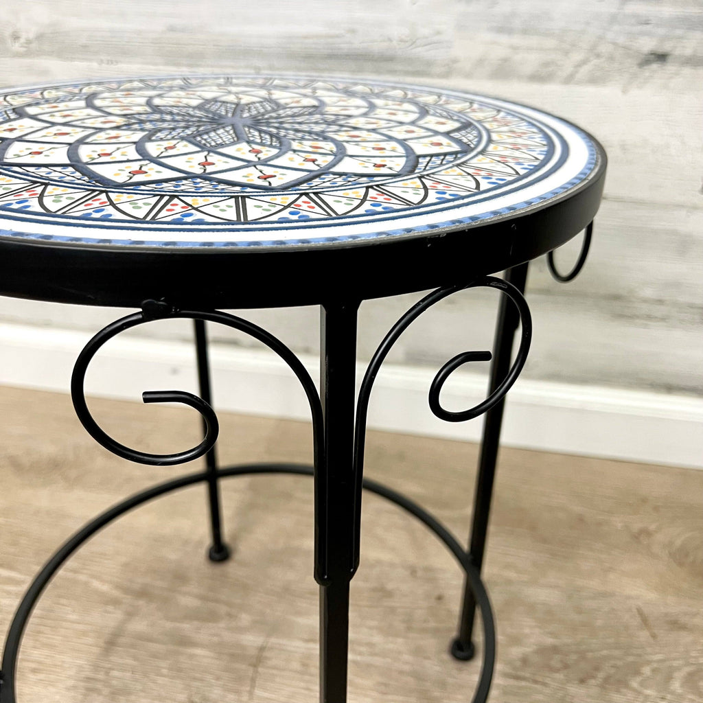 small plant table indoor Plant Stand – Black Metal with Enamel Design – 14-inches