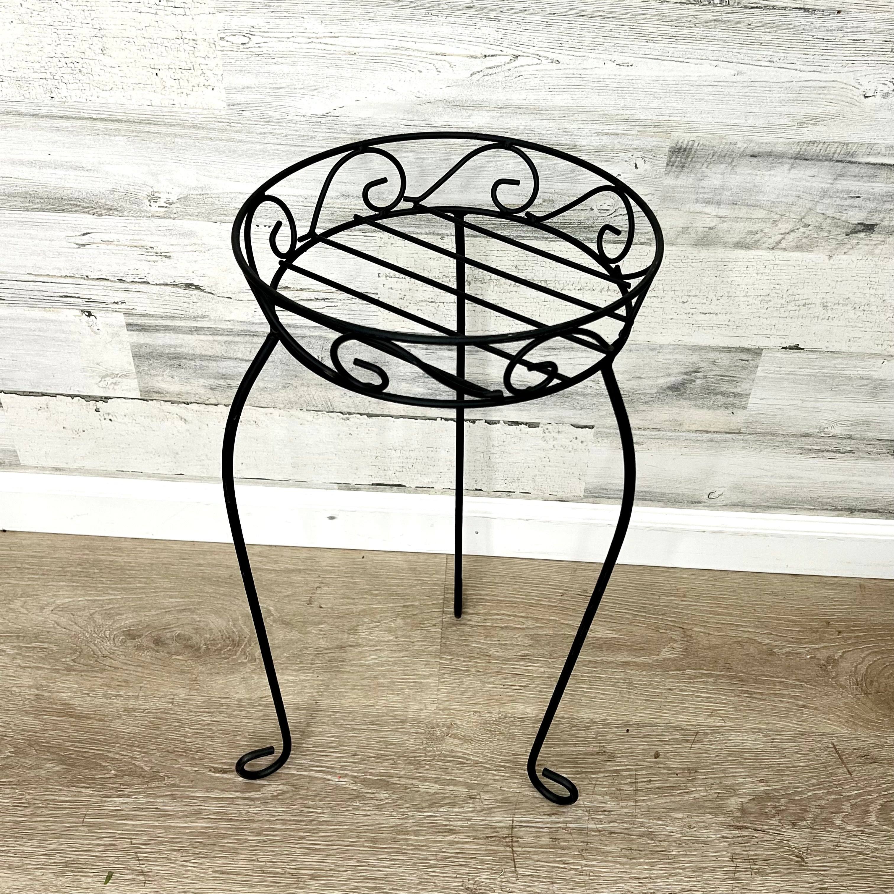 home depot plant pot holders Plant Stand – Black Metal Scroll Design – 21-inches