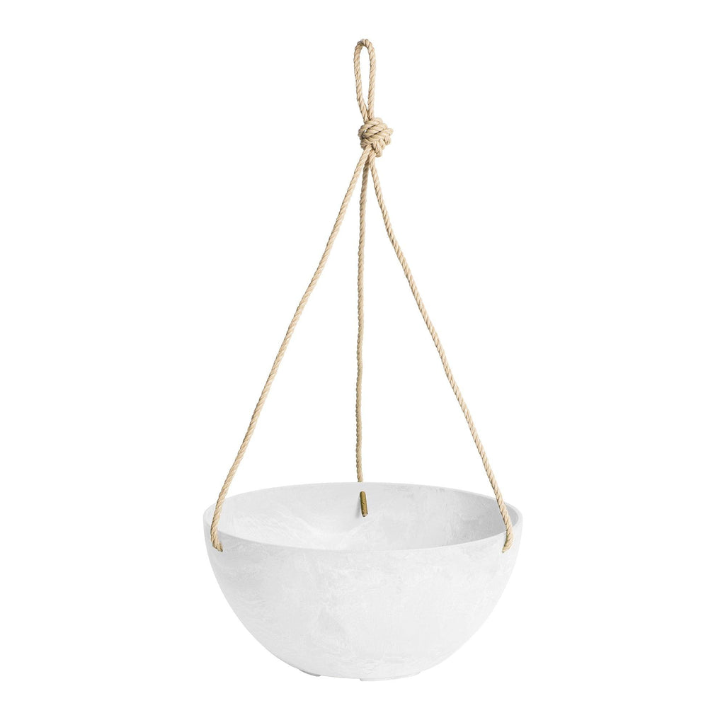 white rope hanging planter Hanging Bowl Planter - White