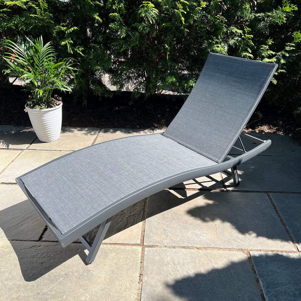 Capri Outdoor Patio Chaise Lounge with Grey Sling