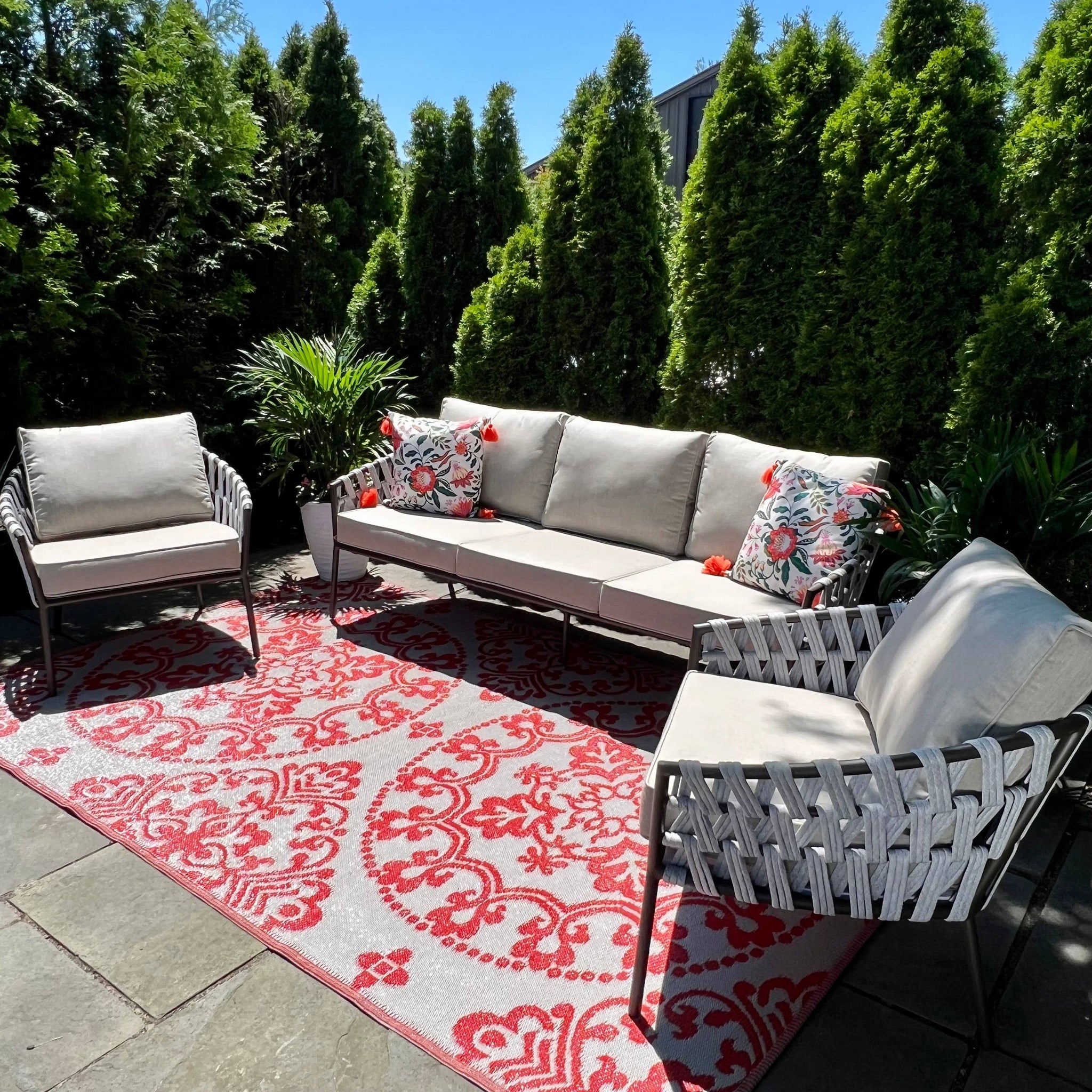 Bali Outdoor Cast Aluminum Patio Sofa and Club Chair Seating Set