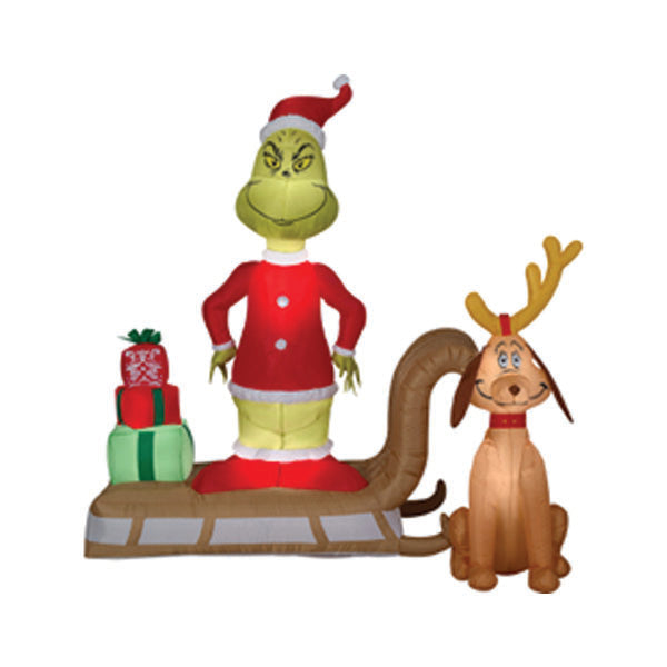 Inflatable – Grinch & Max with Sled – 72”