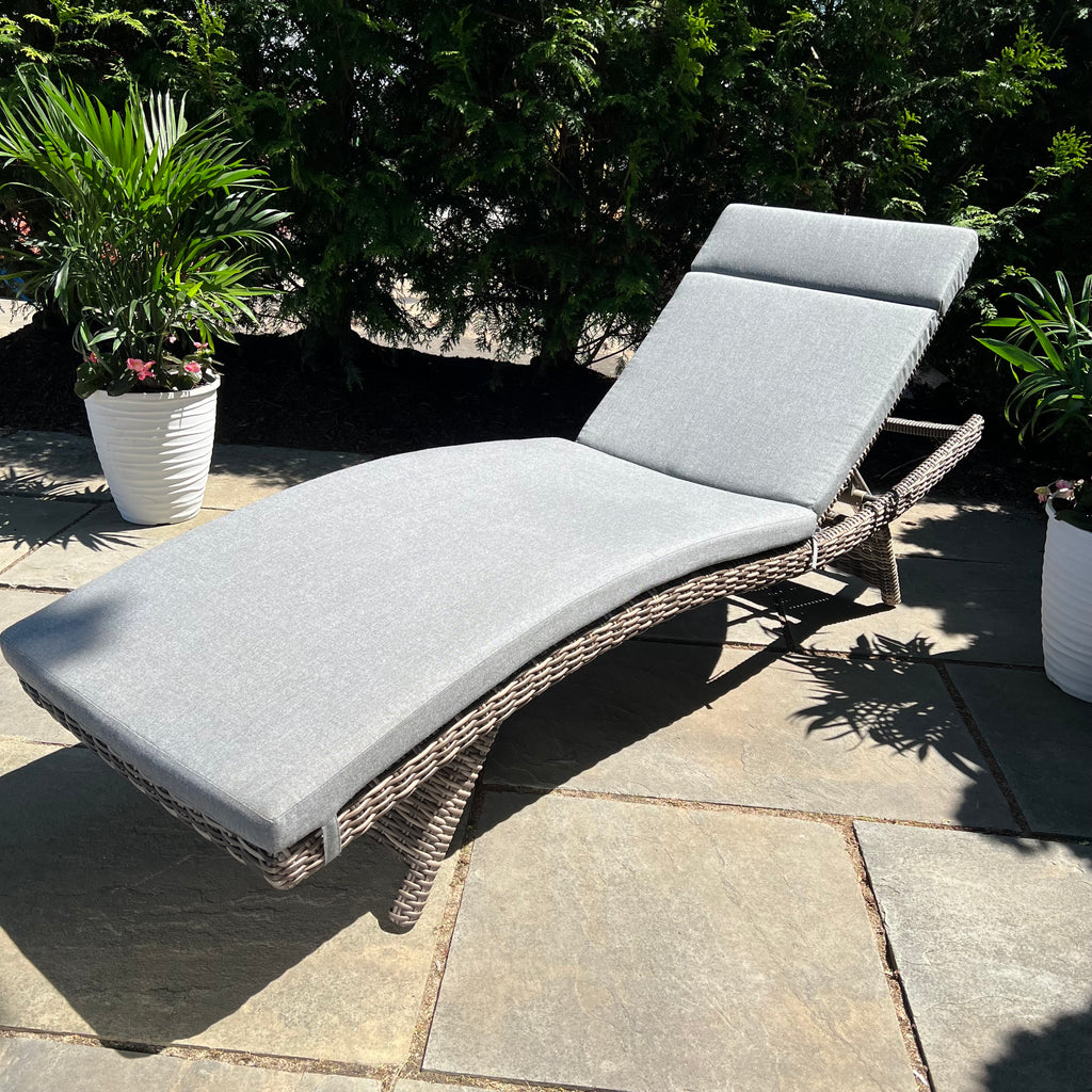 Malibu Wicker Outdoor Patio Chaise Lounge with Cast Slate Cushions